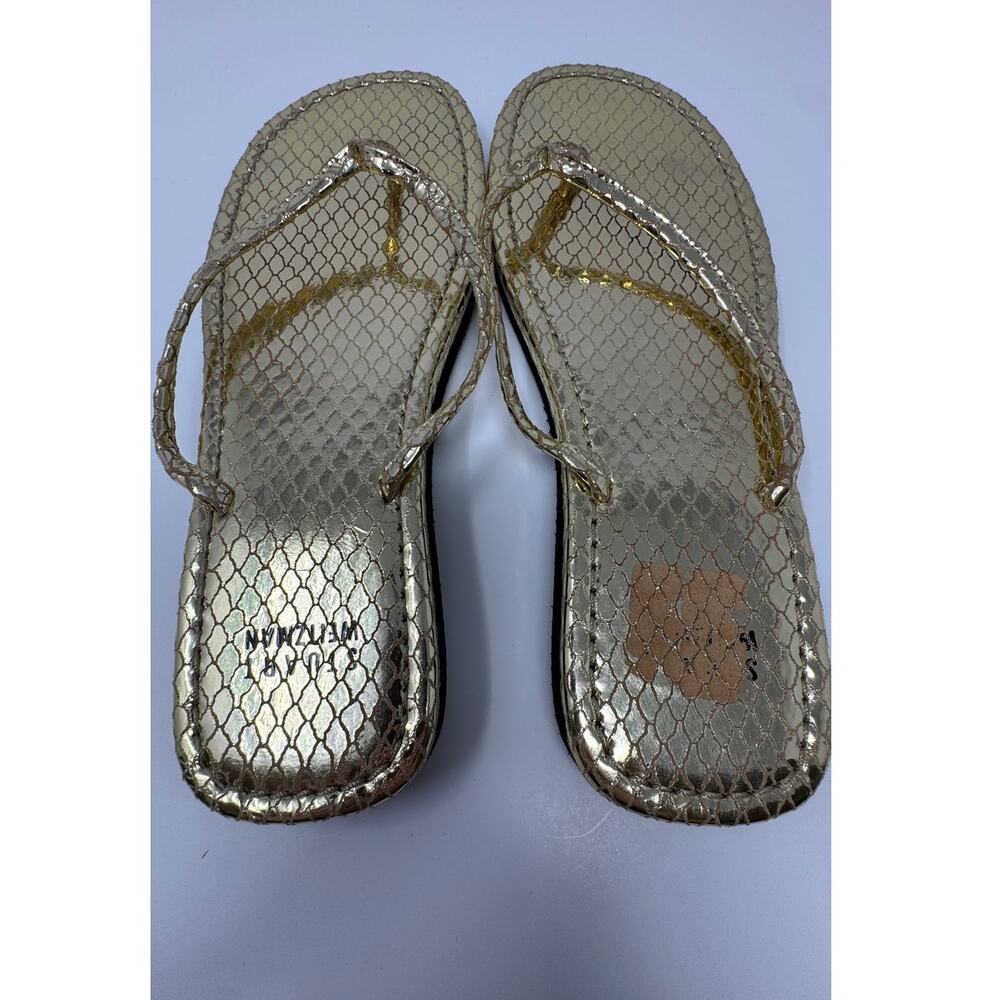 Stuart Weitzman Gold Python Textured Sandals Size 6.5 - Picture 5 of 6